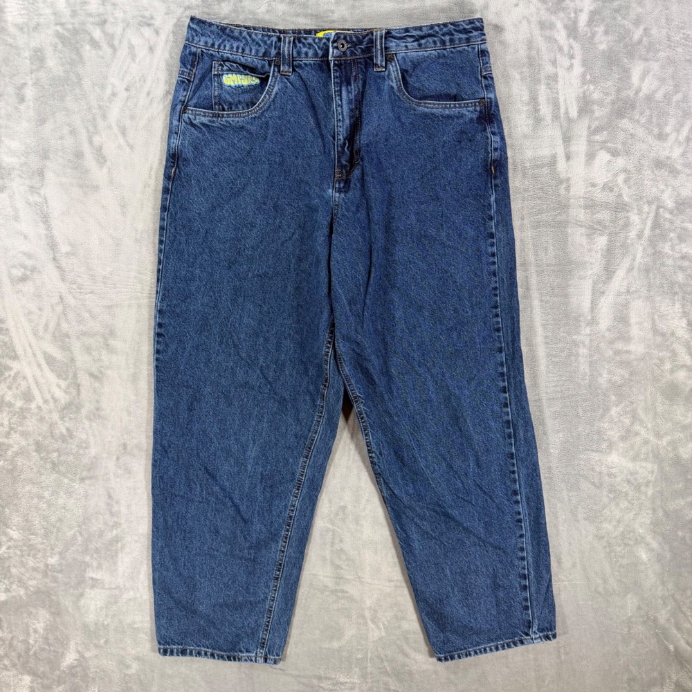 Empyre Loose Fit Skate Jeans Mens Size 32x30 Blue Baggy Embroidered